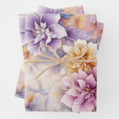 Pastel Floral Wrapping Paper Set – Elegant 3-Sheet (In situ)