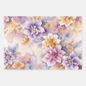 Pastel Floral Wrapping Paper Set – Elegant 3-Sheet (Voorkant)