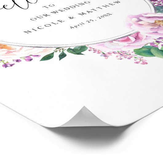 Pastel Floral Wreath Elegant welkomstbord Poster (Hoek)