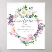 Pastel Floral Wreath Elegant welkomstbord Poster (Voorkant)