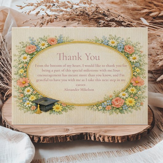 Pastel Floral Wreath Graduation Celebration Bedankkaart