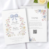 Pastel Floral Wreath QR Code Wedding Website  Kaart