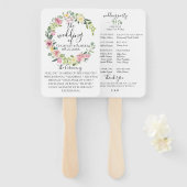 Pastel Floral Wreath Trouwprogramma Fans Handwaaier (Voorkant en achterkant)