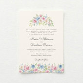 Pastel Floral Wreath Wedding Invitation Kaart