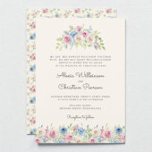 Pastel Floral Wreath Wedding Invitation Kaart