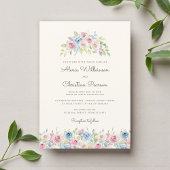 Pastel Floral Wreath Wedding Invitation Kaart