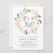 Pastel Floral Wreator Baby shower Invitation Kaart (Voorkant)