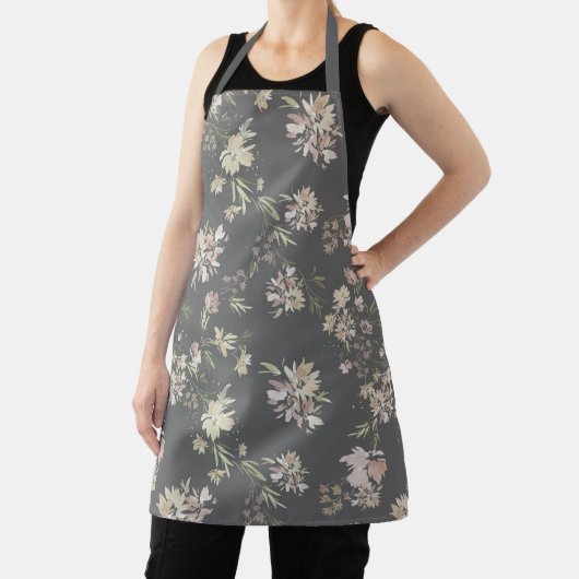 Pastel Florals All-Over Print Apron Schort (Insitu)