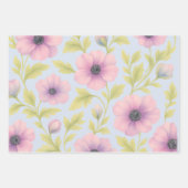 Pastel Florals Botanical Wrapping Paper Set of 3 (Voorkant 3)