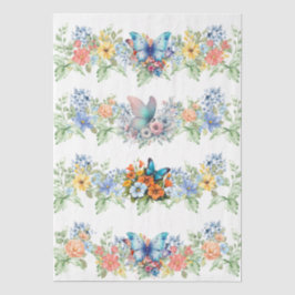 Pastel Florals & Butterflies Decoupage Paper Tissuepapier