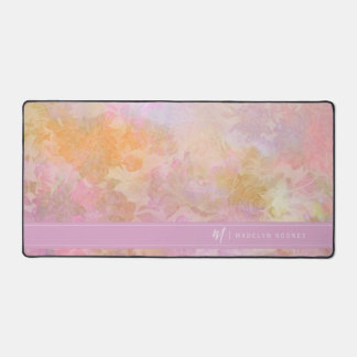 Pastel Florals Chic Script Monogram Bureaumat