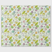 Pastel Florals en bladeren 2 Cadeaupapier (Vlak)