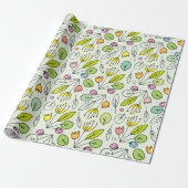 Pastel Florals en bladeren 2 Cadeaupapier (Uitgerold)