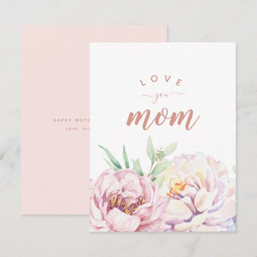 Pastel Florals houdt van je mam minimalistische pl (Voorkant / Achterkant)