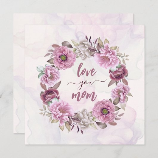 Pastel Florals houdt van je moeder Feestdagenkaart (Voorkant / Achterkant)