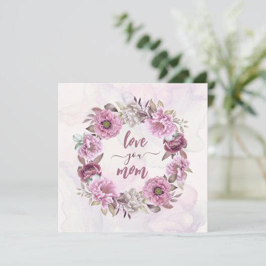 Pastel Florals houdt van je moeder Feestdagenkaart (Staand voorkant)
