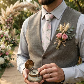 Pastel Florals Ivory Watercolor Pattern Stropdas