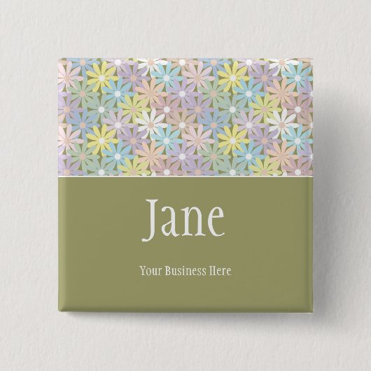 Pastel Florals Name Badge Button (Voorkant)