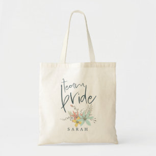 Pastel Florals Team Bride Modern Typografie Naam Tote Bag