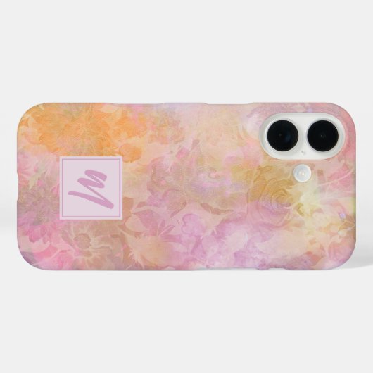 Pastel Florals With Chic Script Monogram Case-Mate iPhone Case (Achterkant (horizontaal))