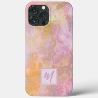 Pastel Florals With Chic Script Monogram Case-Mate iPhone Case