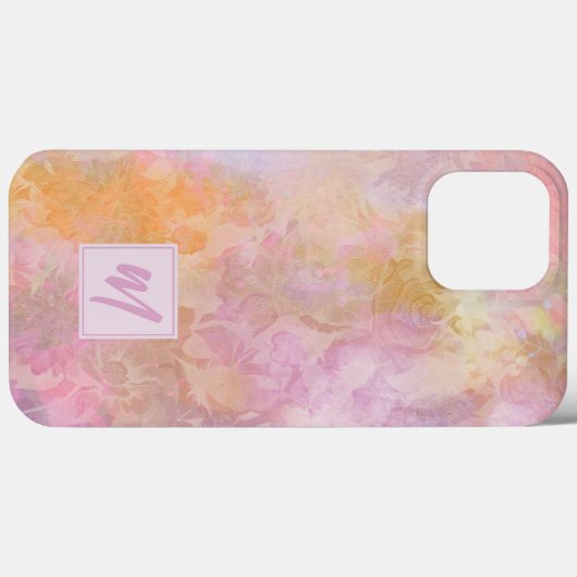 Pastel Florals With Chic Script Monogram Case-Mate iPhone Case (Achterkant (horizontaal))
