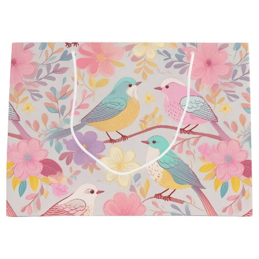 Pastel floreel patroon groot cadeauzakje (Voorkant)