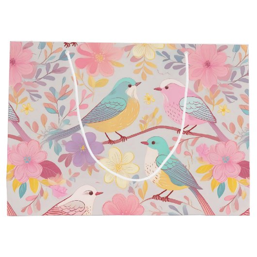 Pastel floreel patroon groot cadeauzakje (Achterkant)