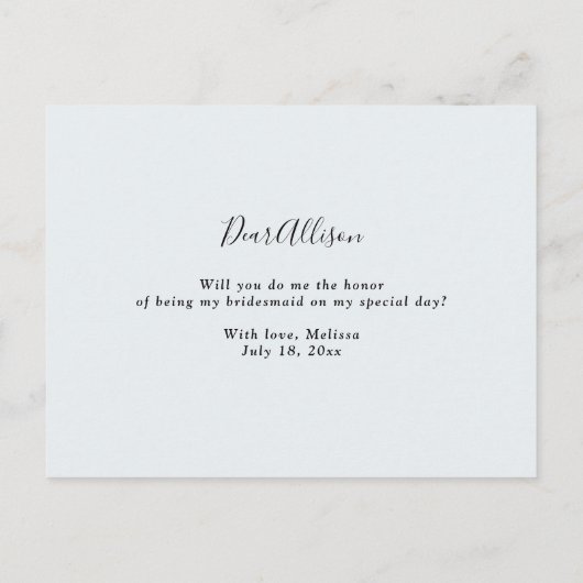 Pastel Florial, jij bent mijn bruidsmeisje kaart (Achterkant)