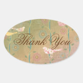 Pastel Flower Birds Dank u ovale Sticker (Voorkant)