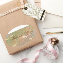 Pastel Flower Birds Dank u ovale Sticker