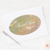 Pastel Flower Birds Dank u ovale Sticker (Envelop)