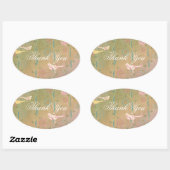 Pastel Flower Birds Dank u ovale Sticker (Vel)