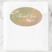 Pastel Flower Birds Dank u ovale Sticker (Tas)