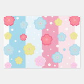 Pastel Flower Blossom Stripes Sakura Theme Inpakpapier Vel (Voorkant 3)