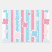 Pastel Flower Blossom Stripes Sakura Theme Inpakpapier Vel (Voorkant)