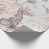 Pastel Flower & Butterfly matte  Wrapping Paper Cadeaupapier (Hoek)