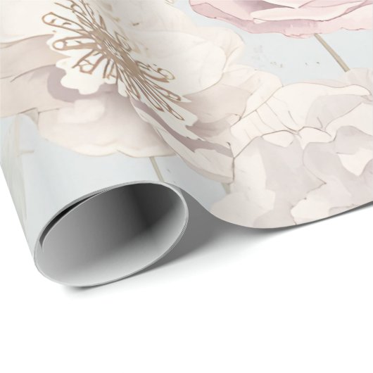 Pastel Flower & Butterfly matte  Wrapping Paper Cadeaupapier (Rol Hoek)