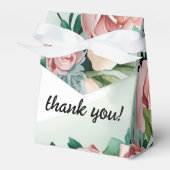 Pastel Flower Elegance: Sage Green Bloemen Huwelij Bedankdoosjes (Voorkant Zijde)