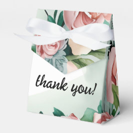 Pastel Flower Elegance: Sage Green Bloemen Huwelij Bedankdoosjes