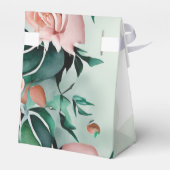 Pastel Flower Elegance: Sage Green Bloemen Huwelij Bedankdoosjes (Achterkant)