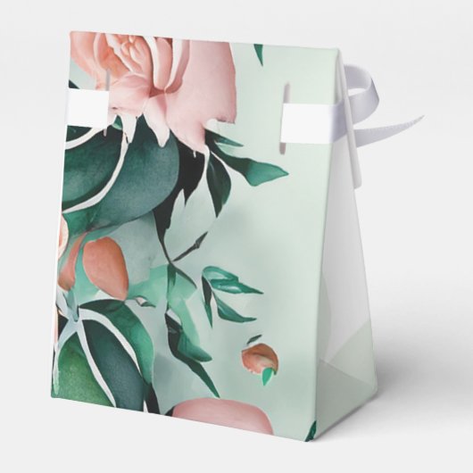 Pastel Flower Elegance: Sage Green Bloemen Huwelij Bedankdoosjes (Achterkant)