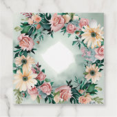 Pastel Flower Elegance: Sage Green Bloemen Huwelij Bedankjes Labels (Achterkant)