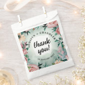 Pastel Flower Elegance: Sage Green Bloemen Huwelij Bedankzakje (Geknipt)