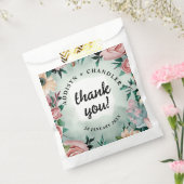 Pastel Flower Elegance: Sage Green Bloemen Huwelij Bedankzakje (Gezegeld)