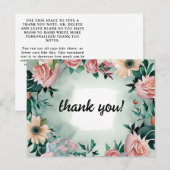 Pastel Flower Elegance: Sage Green Bloemen Huwelij Briefkaart (Voorkant / Achterkant)