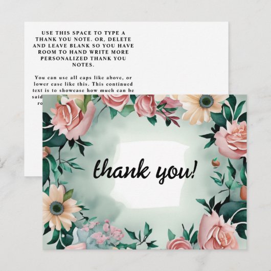 Pastel Flower Elegance: Sage Green Bloemen Huwelij Briefkaart (Voorkant / Achterkant)