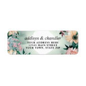 Pastel Flower Elegance: Sage Green Bloemen Huwelij Etiket (Voorkant)