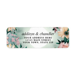Pastel Flower Elegance: Sage Green Bloemen Huwelij Etiket