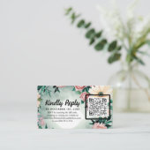 Pastel Flower Elegance: Sage Green Bloemen Huwelij Informatiekaartje (Staand voorkant)